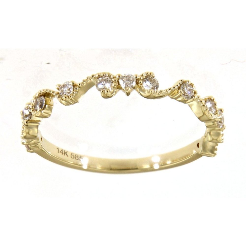 Real Diamond Antique Wedding Band Yellow Gold